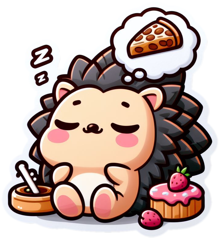 Sticker hérisson qui rêve de pizza